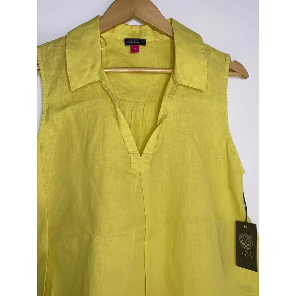Vince Camuto 100% Linen Top Womens Medium Sleeveless Tunic NWT *